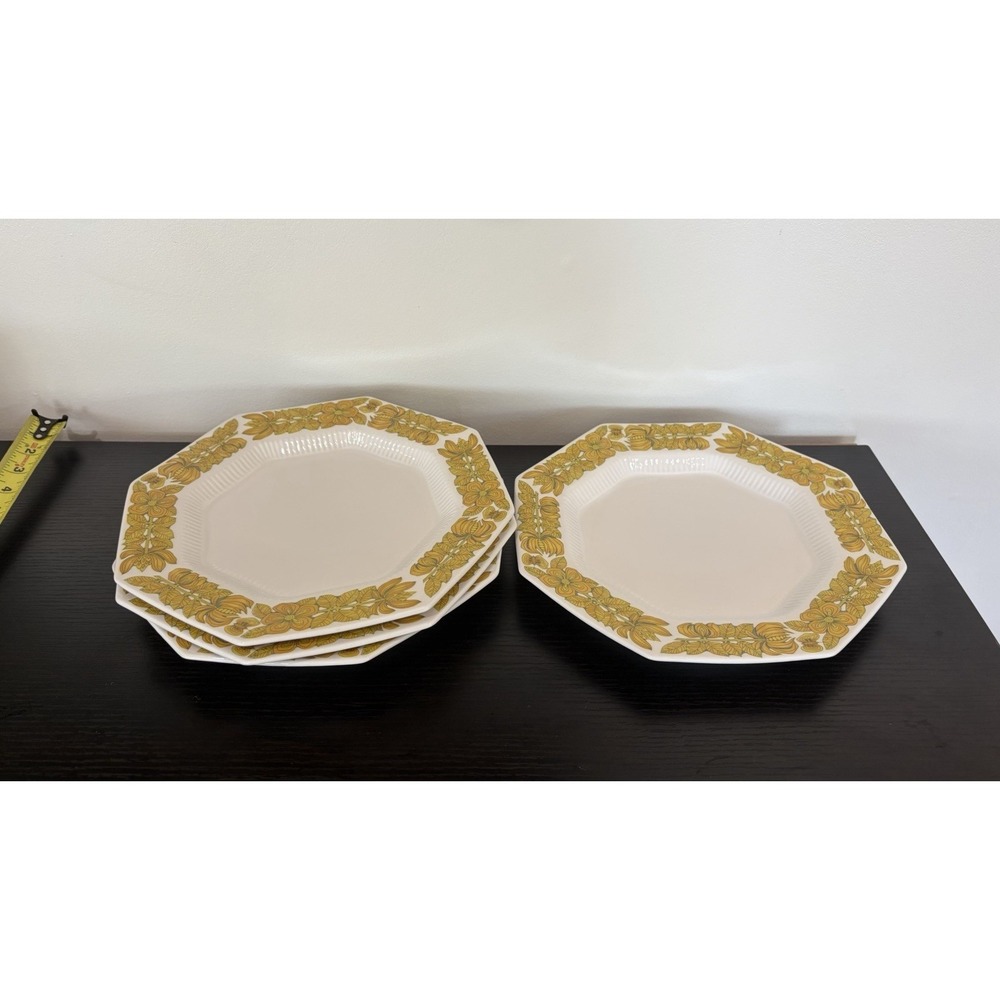 Vintage Set of 4 Yellow Bouquet Dinner Plates Independence Ironstone Japan 11" - Picture 16 of 16
